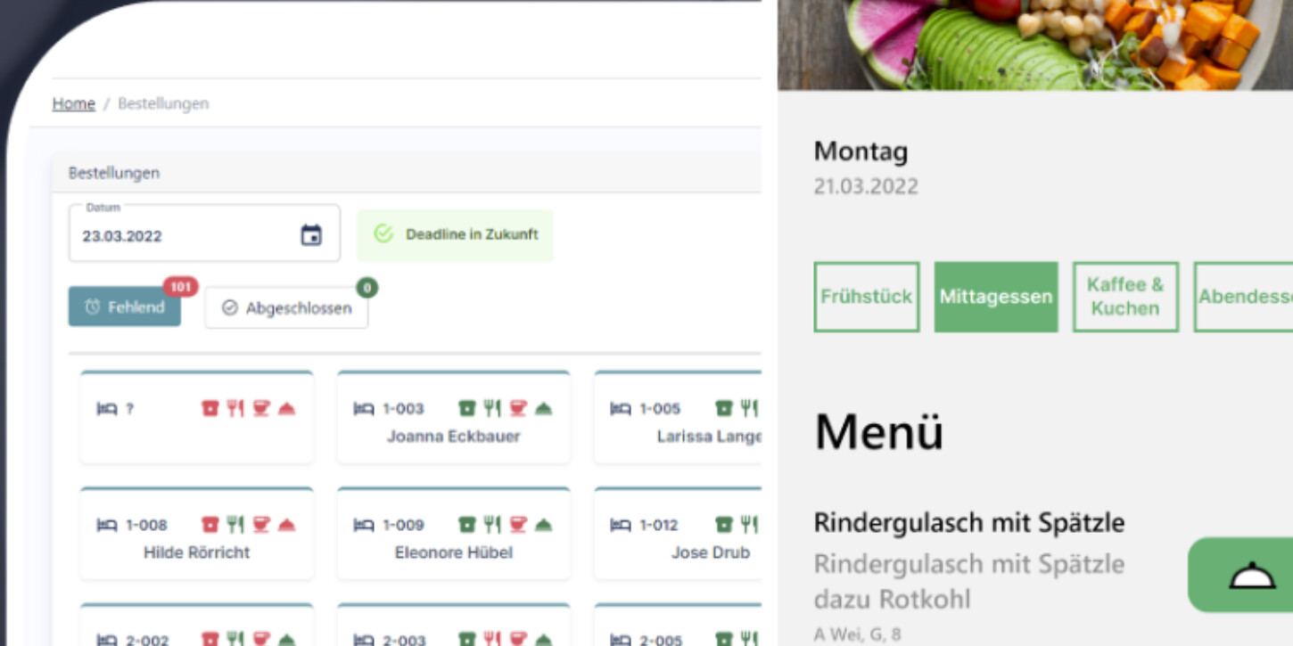 Showing a food menu from the HospiChef solution