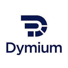 The letter "D" in dark blue with the word Dymium underneath
